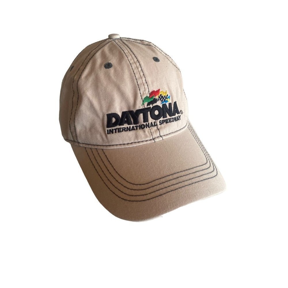 Daytona International Speedway White Contrast Stitch Hat Cap Adjustable